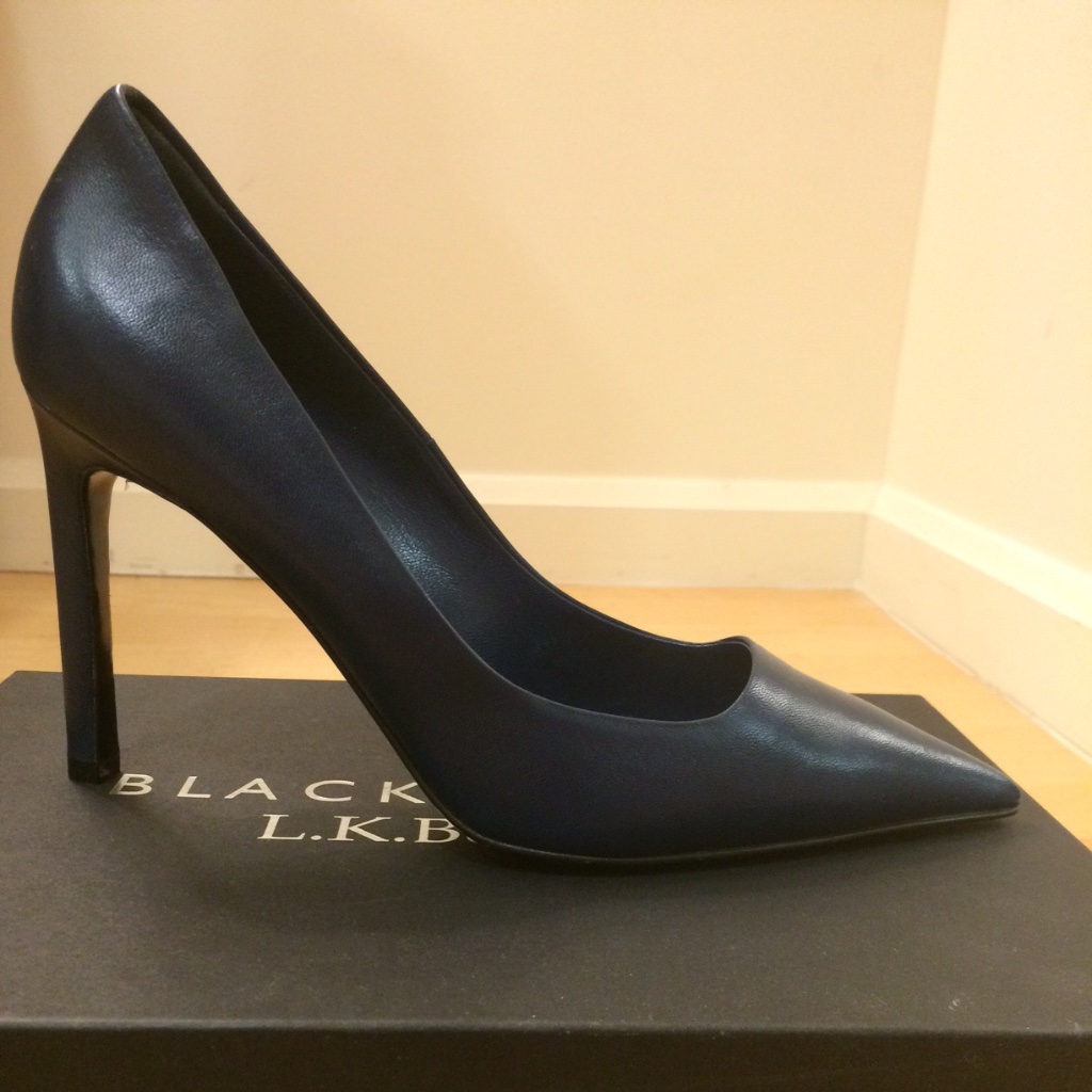 L.K. Bennett Navy Perlin Heel Eu 37 Us 7